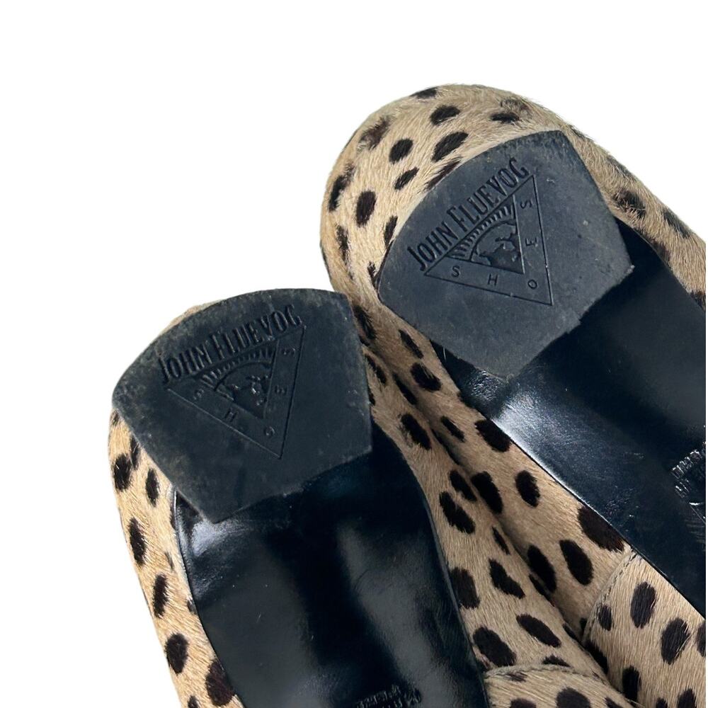 John Fluevog Cheetah Print Calf Hair Big Presence Desmond Leather Heels 7 - Picture 8 of 8